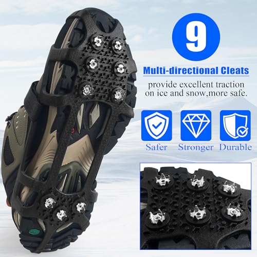 Crampons à glace 9 crampons antidérapants en caoutchouc - 3