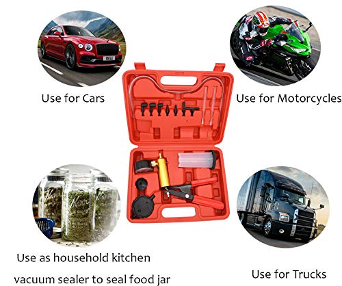 Jod Brake Bleeder Kit Hand Held Vacuum Pump Tester 2 In 1 With Adapters For Automotive Self Bleeding Brake Tool Brake Fluid Bleeder Bleeding Kit For Motorcycle Car Truck Bike Diagnosis #TOP4