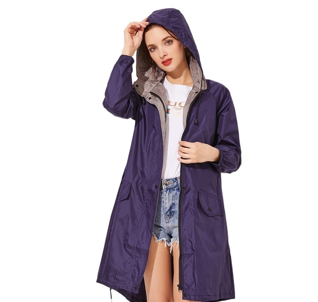Chubasquero Chubasquero para Mujer, Impermeable Ligero, Poncho, Impermeable para Hombre, Capa Impermeable para Adultos A Prueba De Viento Ponchos De Lluvia Impermeables(Purple)