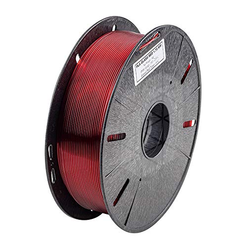 Image of Tesseract Premium PETG 1.75mm 3D Printing Filament | Dimensional Accuracy + /- 0.03mm | Compatible with Most FDM Printers | 1 KG 3D Printer Filament - PETG Glass Red (Quantity 1)