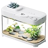 Smart Fish Tank 3 Gallon Aquarium Starter Kit with Temperature Monitor, Hidden Filtration, 8 Color Lighting, Self Cleaning Small Betta Tank Acrylic