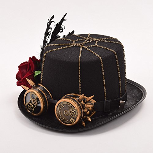 GRACEART Victorian Steampunk Top Hat with Rose (Women), Head circumferences-58CM, Style-13 steampunk buy now online GRACEART Victorian Steampunk Top Hat with Rose (Women), Head circumferences-58CM, Style-13 steampunk buy now online