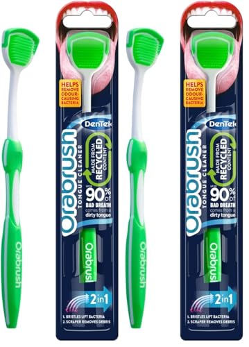 DenTek 2 in 1 Orabrush Tongue Cleaner, 1 Count (Pack of 2)