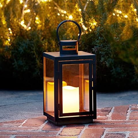Lights4fun Large Black Metal Candle Lantern Cover
