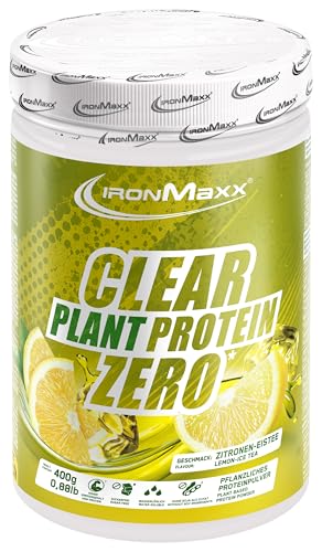 IronMaxx Clear Plant Protein Zero – Lemon Ice Tea 400g Dose | Zuckerfreies, pflanzliches Eiweißpulver auf Erbsenbasis | Klar lösliches veganes Protein | Erfrischendes Sportgetränk ohne Soja