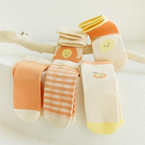Pipilab Baby Socks 5 Pairs Toddler Cartoon Design Newborn Socks With Combed Cotton, Wiggle Proof Socks For Boys, Girls, Kids… (Lemon-M) #TOP6