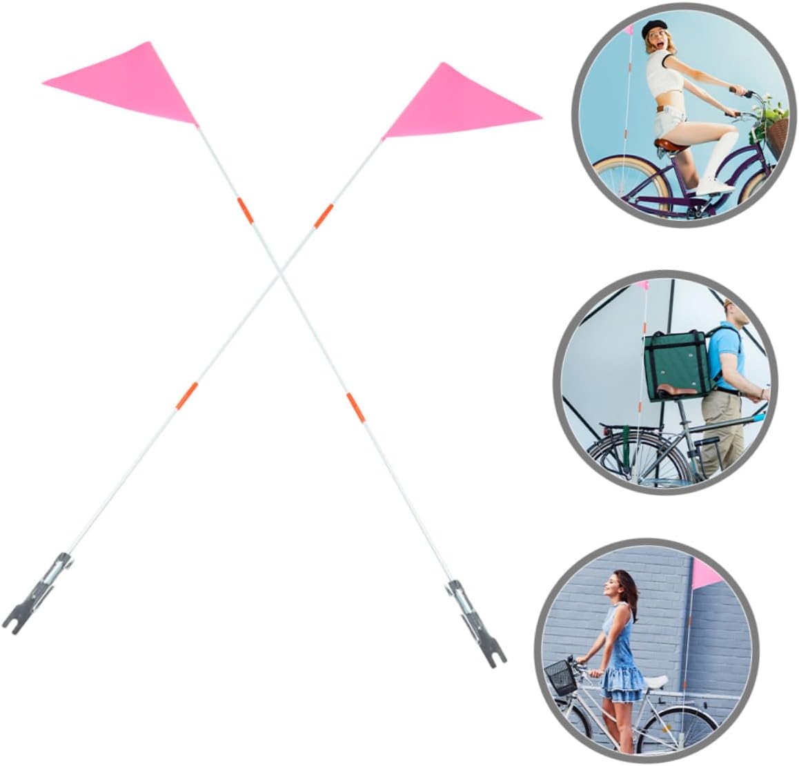 2 Sets of Bicycle Safety Flags 5ft Fiberglass Poles High Visibility Warning Flags for Boys and Girls Bikes Outdoor Cycling Accessories and Advertising Displays