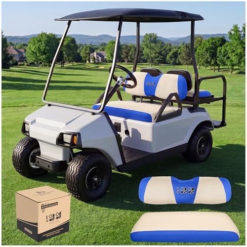 10L0L Golf Cart Seat Cover Set Fit for EZGO TXT & RXV, EZGO Bench Seat Cover Washable Breathable Polyester Mesh Cloth Gray/Black/Yellow/Beige