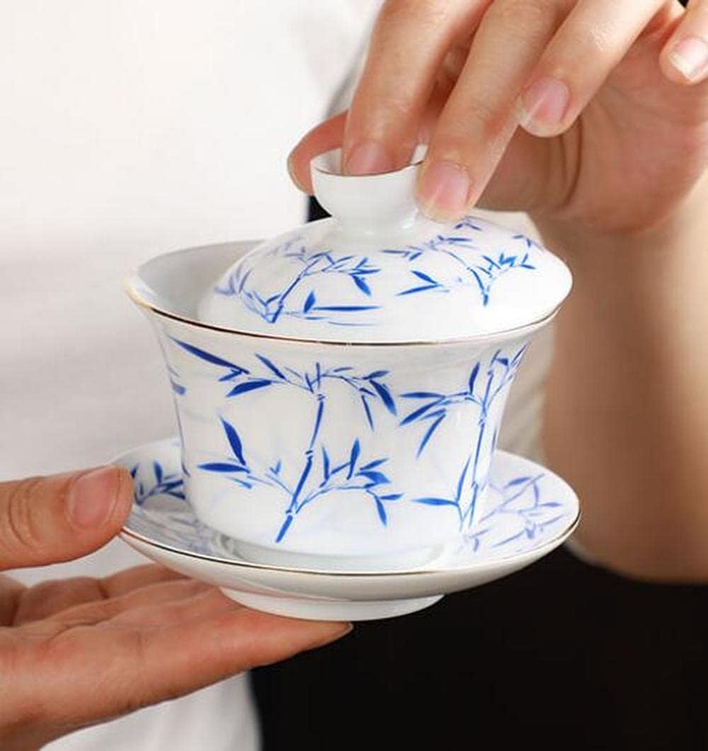 Chinese Traditional Tea Bowl,180ml Chinese Gaiwan Hand Painted Kung Fu Tea Set Ceramic Household Tea Cup Bowl Tureen
