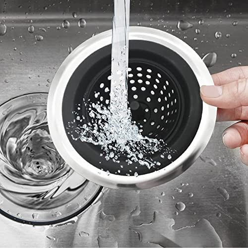 Image of Trifecta Kitchen Sink Strainer Food Catcher 2 PCs 4.5 inch Diameter, Flexible Silicone Kitchen Sink Drainers Traps Food Debris and Prevents Clogs, for Most Kitchen Sink Drains (Black - 2)