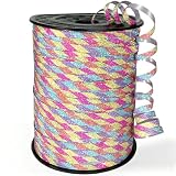 500 Yard Curling Ribbon, Rainbow Glitter Curly Ribbons for Gift Wrapping, Balloon String Ribbon, Thin Gift Wrap Ribbon for Valentine's Day Wedding Birthday Party Christmas Decorations