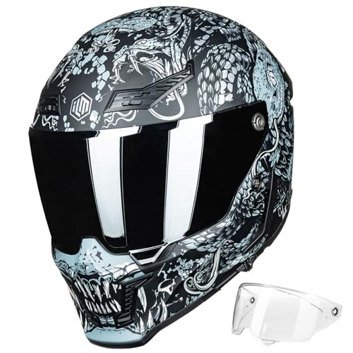 ILM Motorcycle Helmets for Adult Men Women Full Face DOT ECE Powersports Dual Visor Street Racing Helmet with Pinlock Cascos para Motos Model MF509 (Mythology Silver, M) by ILM - Used condition - US$135.13