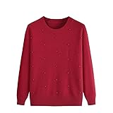 YONGHONGKEJI Maglioni da Donna A Maniche Lunghe Sweater Autunnali E Invernali Camicette Casual Maglie A Maglia Sweater di Perle per Donne Anziane Strato di Base Leggero Regali per Anziane Signore