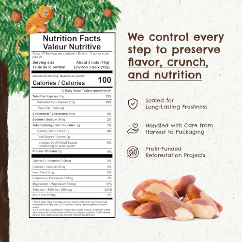 Image of Forest Up - Snack The True Organic Brazil Nuts 7oz - Roasted & Himalayan Salt - Kosher - Healthy-Rich in Vegetable Protein - From Amazon Rainforest - Fresh, Vegan, Gluten-Free and Oil Free