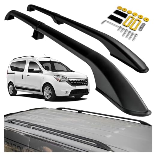 CHROMEMASTER Dachreling Dachträger Kompatibel mit Dacia Dokker 2012-2021 | Zur Befestigung der Dachgepäckträger, Dachboxen oder Dachfahrradträger | Robuste Konstruktion aus Alu