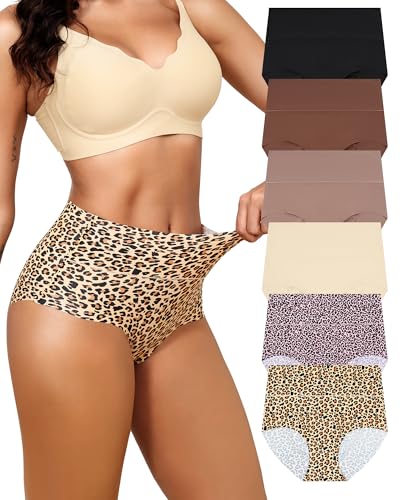 LEVAO Women's High Waist Seamless Underwear Full Coverage Brief No Show Panties Sexy Comfortable Pantie Multi Pack S-XXL