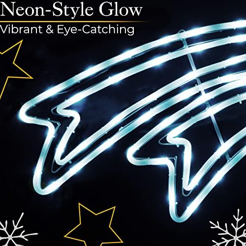 Christow Shooting Star Christmas Light Outdoor Decoration, Energy Efficient LED Rope Light, Flashing Wall Mountable Silhouette, Mains Operated, 118cm (White)