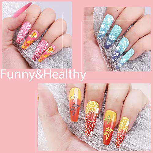 Biutee Nail Art Stamping Plate Set Nail Stamping Kit With Silicone Nail Art Stamper Scraper Flower Leaves Animal Lace Girl Star Holiday Design Nail Stamp Plate Nail Stamper Kit Nail Stamp Template #TOP6