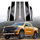 Black Pillar Posts Covers 6PCS Door Trim for Ford Ranger Crew 2019 2020 2021 2022 2023 2024