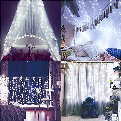 FANSIR Fairy String Lights, 2 Set 33ft 100 Led Fairy Lights Battery Operated Silver Wire Lights with Remote Control, 8 Mode Waterproof Lights for Home Garden Bedroom Centerpiece Wedding Party (white)