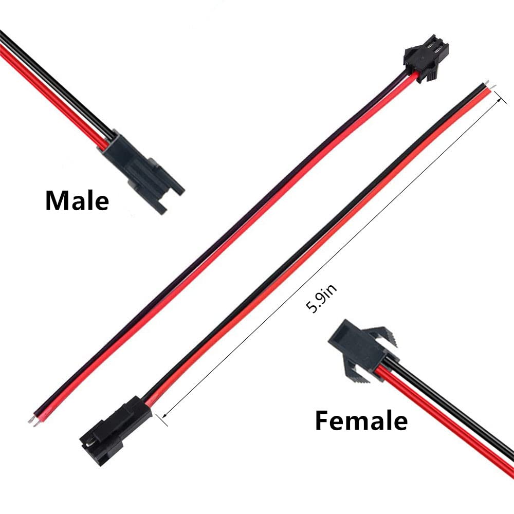 WESIRI 10 Pairs 2pin JST SM Female/Male Connectors 15cm 22AWG Wire for 5050 3528 5630 FCOB 3014 COB Single Color LED Strip Light - Amazon.com