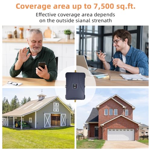 Cell Phone Booster for Home & Multi-Room,Up to 7,000 sq ft,Cell Phone Signal Booster for Band 5/12/13/17,Boost 5G 4G Data for All U.S. Carriers FCC Approved Cell Signal Booster