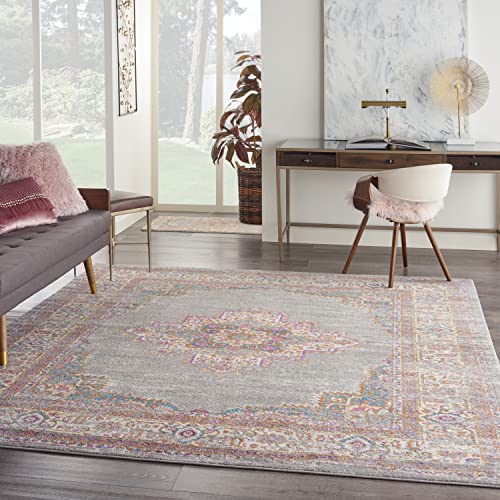 Nourison Passion Grey 8' X 10' Area-Rug, Boho, Traditional, Easy-Cleaning, Non Shedding, Bed Room, Living Room, Hallway (8X10) #TOP5