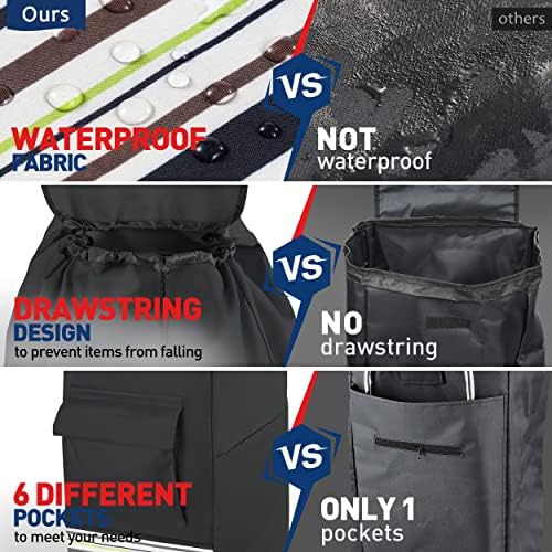 Black Shopping Trolley 75 L, Multifunctional Stair Climbing Shopping Cart Load Capacity 50 kg, 2-in-1 Stair Climber Shopping Trolley on Wheels Foldable with Adjustable Tension Ropes