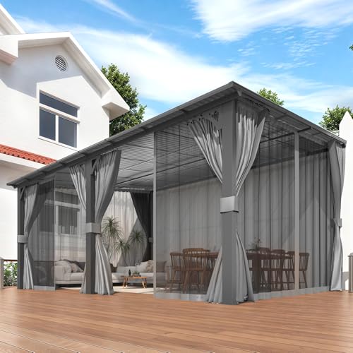 AECOJOY 16x12 Gazebo with Curtains & Netting for Patio