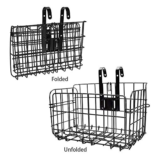ZONSUSE Cesta De Bicicleta Delantera,Cesta Bicicleta Trasera, Cesta De Manillar,Cesta De Compras De Bicicleta Plegable para Adultos, Ciclismo Accesorios para Mascotas Camping ExcursióN Picnic (Negro)