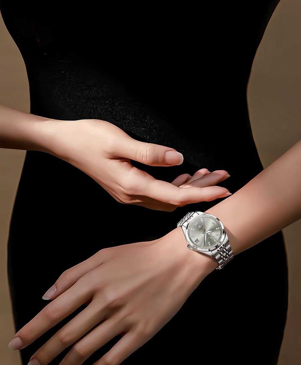 OLEVS Womens Automatic Watch Diamond Luxury Date Ladies Dress Classic Self Winding Wrist Watches Luminous Waterproof - Image 3