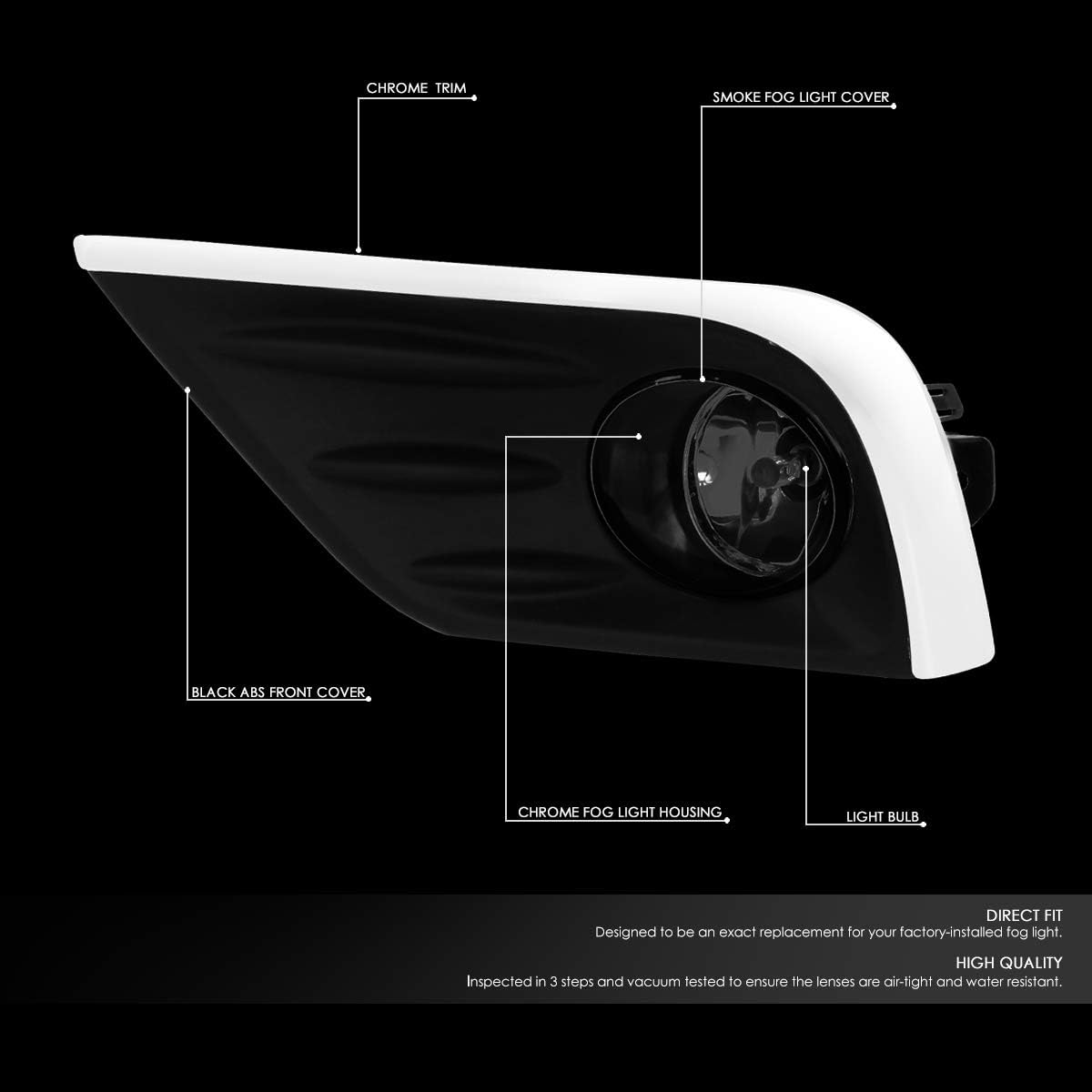 DNA MOTORING FL-ZTL-301-SM Fog Light With Bezel & Switch Driver & Passenger Side Enhance visibility [Compatible with 16-18 Altima 4-Dr]
