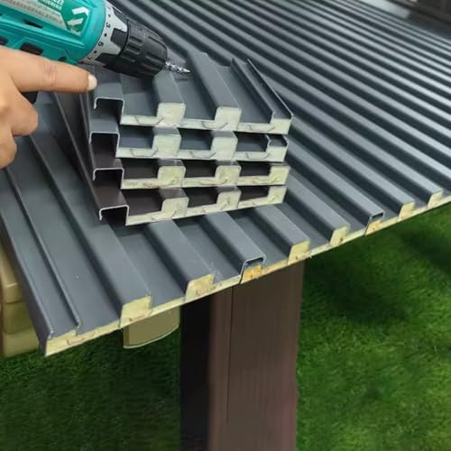 HWLL Pannelli di Copertura in Metallo con Riempimento in Policarbonato, Ondulate Impermeabili per Tutte Le Stagioni, Pannelli di Copertura per Pensiline per Garage con Pergolato