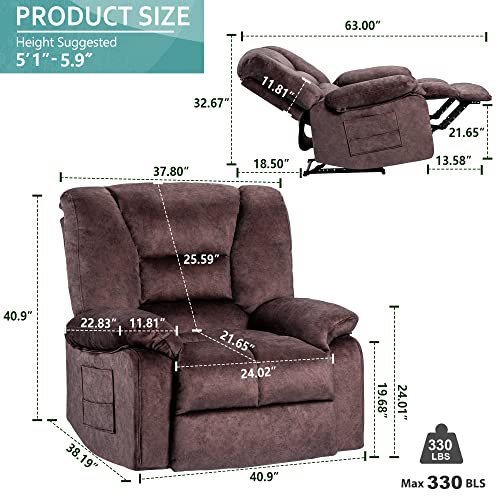 Homyedamic Recliner Chair Massage Heated Modern Ergonomic Lounge Single Sofa Seat Living Room Lounge Recliners Memory Sponge Filling #TOP1