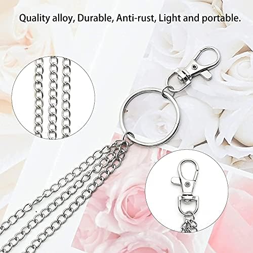 3Pcs Pant Chain, Long Metal Wallet Belt ChainTrouser Chain Key Chain, Fashion Gothic Rock Hip-Hop Punk Stage Jeans Chain for Men and Women (Silver)