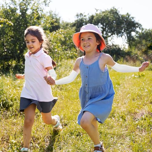 Ouligay 4 Paar Kinder Arm Sleeve UV Sonnenschutz Ärmel Ärmlinge Uv Schutz Armstulpen Sommer UPF 50+ Armsleeve Kühlung Armlinge für Mädchen Jungen Volleyball Basketball Fußball Golf