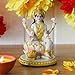 alikiki Indian Goddess Meditation Lakshmi Figurine - 5.7”H Marble Look Murti Laxmi Idol Statue for Home Office Temple Mandir Pooja Item Puja Decor Diwali Gifts Indian Spiritual Decor Gift