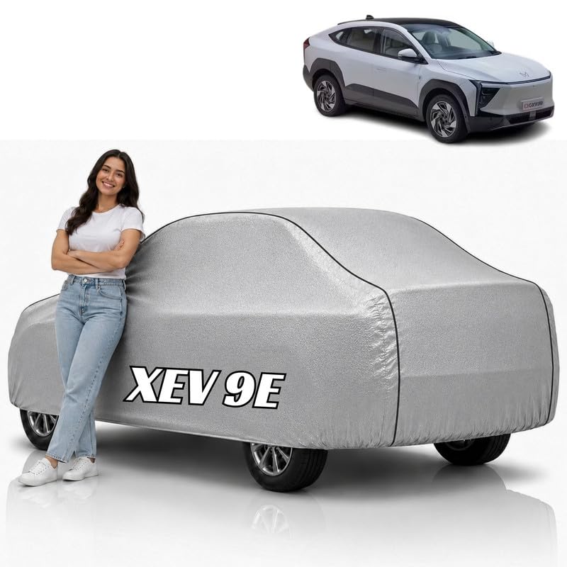 Image of Mind-Blowing 2026 100% Waterproof XEV Series Car Cover | Polyester Car Body Cover for Rain & Sun | UV Protection, Dustproof, Scratch Resistant, Windproof, Heat Resistant, Custom Fit (Silver)