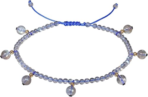 Jewever Tobilleras con cuentas de cristales naturales y piedras preciosas para mujer, cristales y piedras curativas, piedras preciosas para pie de