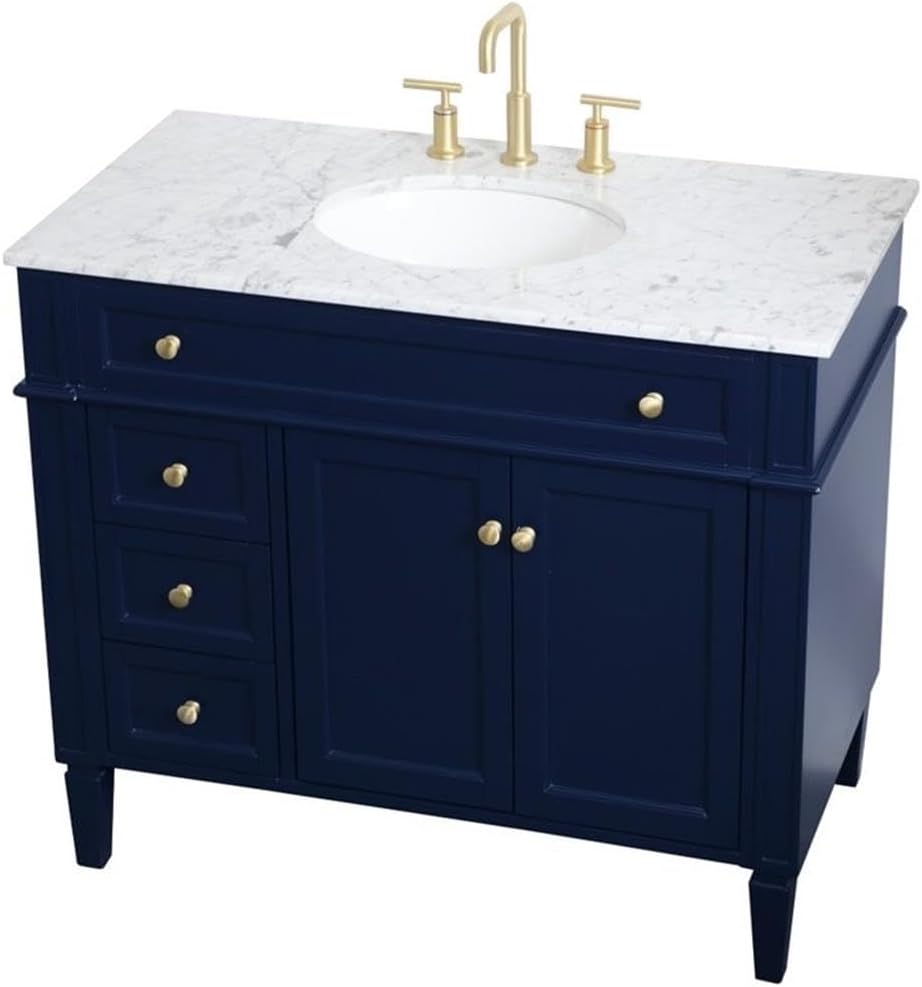 Elegant Decor Williams 18" Single Marble Top Bathroom Vanity in Blue