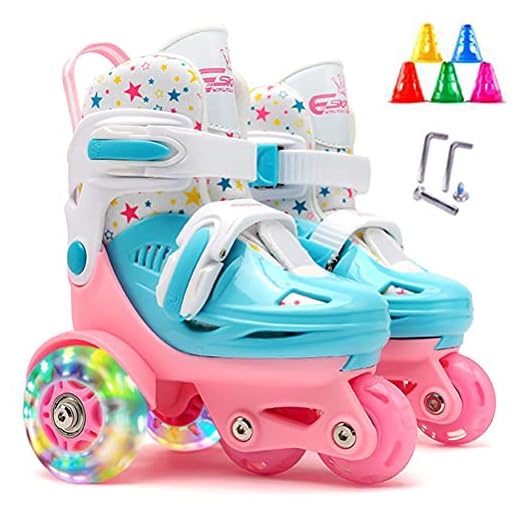 Patins quadriciclos infantis com design de equilíbrio de 3 pontos, rodas luminosas e freios duplos (M)