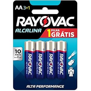 Pilha, Rayovac, Alcalina 208013, Azul, Aa, Pequena, Pacote de 4