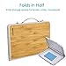 SUPERJARE Foldable Laptop Table, Bed Desk, Breakfast Serving Bed Tray, Portable Mini Picnic Table & Ultra Lightweight, Folds in Half with Inner Storage Space - Bamboo Wood Grain