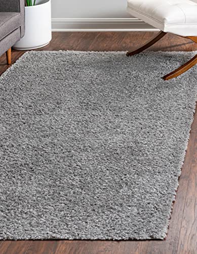 Rugs.com Zermatt Shag Collection Rug – 8' x 10' Sterling