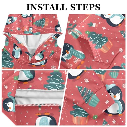 Kids Hoodies Sweaters Christmas Xmas Penguin Hooded Sweatshirts with Big Pockets for Boys Girls B04004273