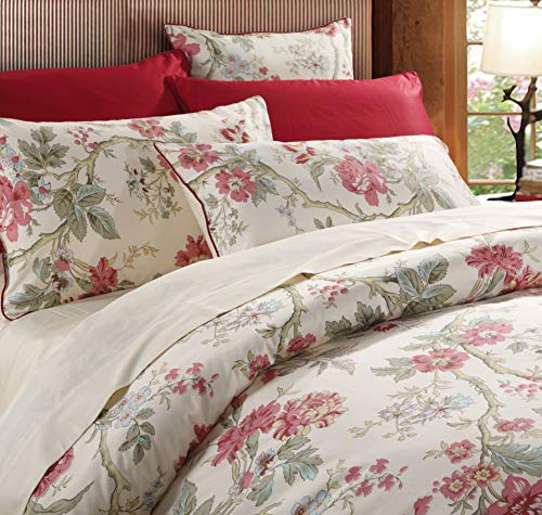 USTIDE Juego de ropa de cama 100% algodón egipcio, súper acogedor, rústico, floral, juego de funda de edredón, sábana bajera ajustable tamaño King para todas las estaciones, 4 piezas