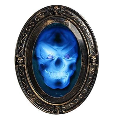 TRIXES Espejo de Halloween Negro y Dorado con Imagen Espeluznante, Montaje en pared - Doble Sensor - Activado por Movimiento y Sonido - Decoración de Espejo de Halloween | Ya disponible en tu tienda friki favorita! En mundofriki.es!