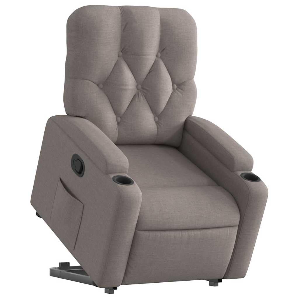Relaxsessel mit Aufstehhilfe Elektrisch Taupe Stoff 74x86,5x93,5 cm gemütlicher Lesesessel bis 110 kg für Wohnzimmer Schlafzimmer und Seniorengerechtes Wohnen