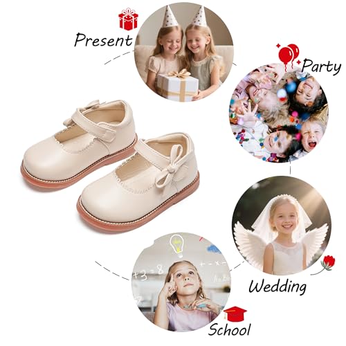 Image of PHIRAMIN Toddler Girl Mary Jane Student Oxford Shoes-Little Girl School Uniform Shoes for Wedding Party