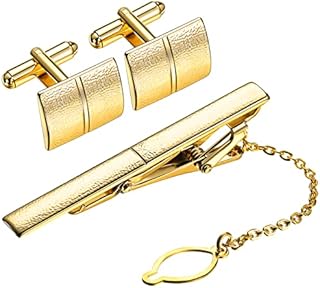 Gold Herren Krawattennadel Krawattenklammer Manschettenknöpfe Set mit Geschenk Tasche Business Hemd Anzug Clip für Krawatten Männer Geschenke Hochzeit Schmuck Accessoires